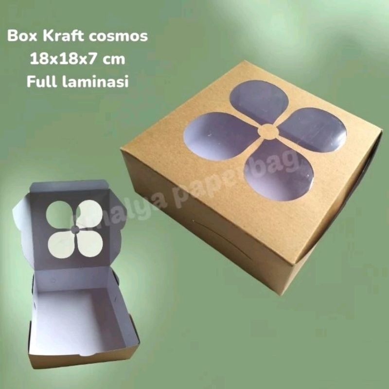 box kardus makanan/kue/giftbox 18 cm mika window