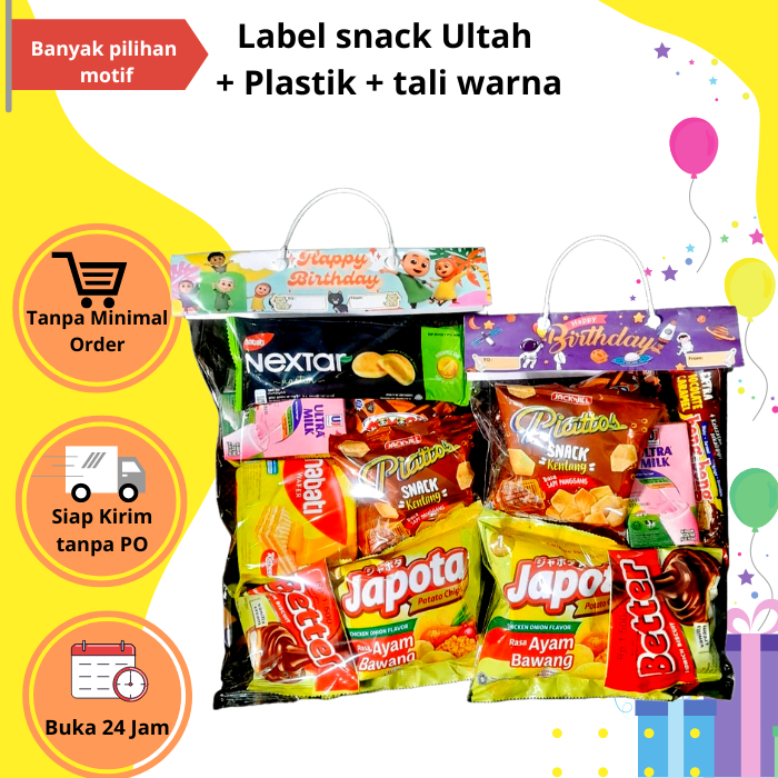 

Tas Plastik snack Ultah / Label Snack Ulang Tahun / Goddie bag Ultah Lebaran
