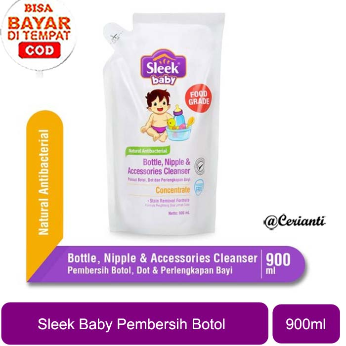 [PENCUCI BOTOL | REFILL 900ML | BPOM] Sleek Cuci Botol / Bottle &amp; Nipple Cleanser 900 ml_Cerianti