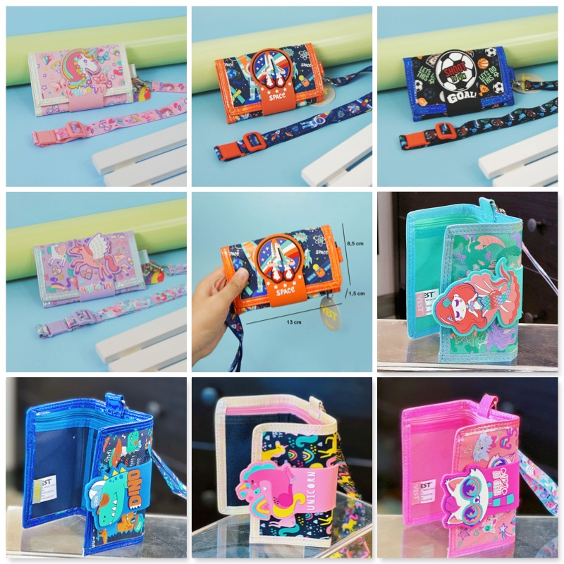 VEST wallet dompet mini anak lanyard/dompet lipat 2 atau 3 anak tali panjang U2064/U2062