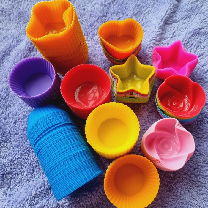 Cupcake Silikon Cetakan Kue, Penyekat Bento, Wadah Bento Cup Cake