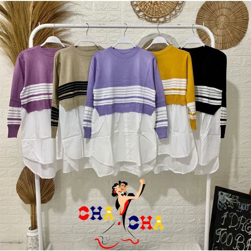 RAJUT KOMBINASI / TUNIK RAJUT / TUNIK KOMBINASI / TUNIK IMPORT / TUNIK WANITA