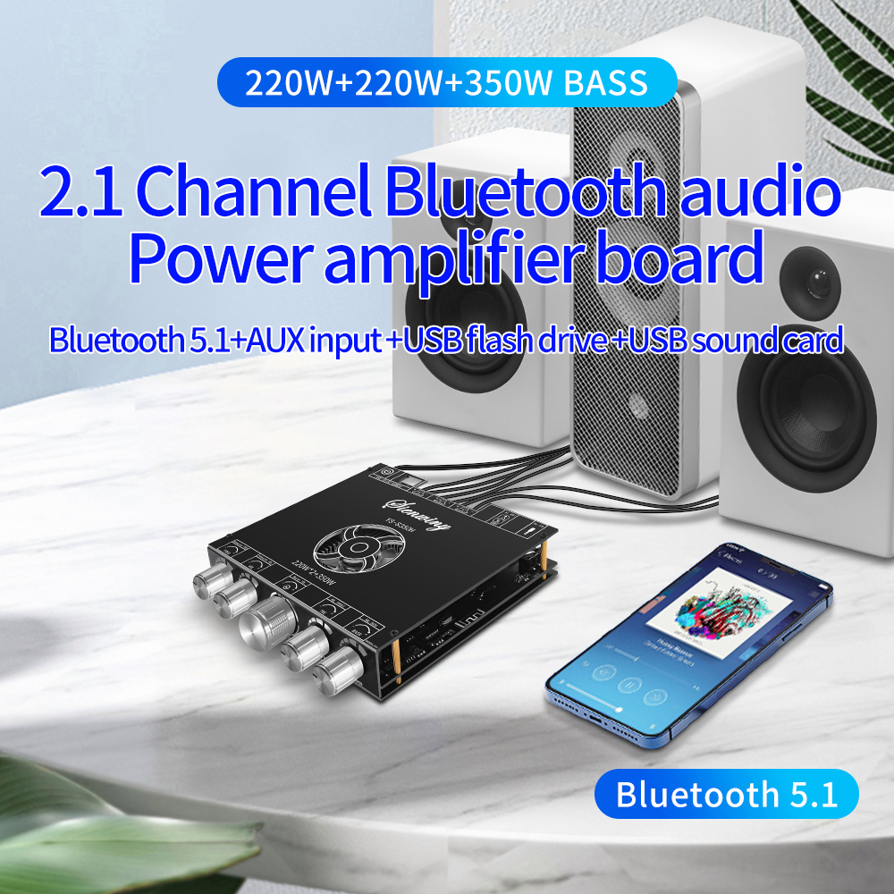 【 YS-S350H】Dengan APP Digital Power Amplifier Board Modul 220W * 2 350W Subwoofer Card 2.1 Channel Stereo Sound