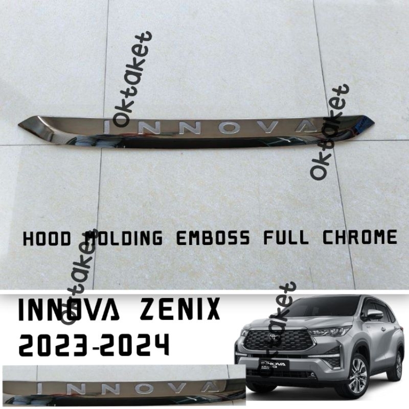 hood molding List kap mesin Innova Zenix 2023 2024 emboss chrome