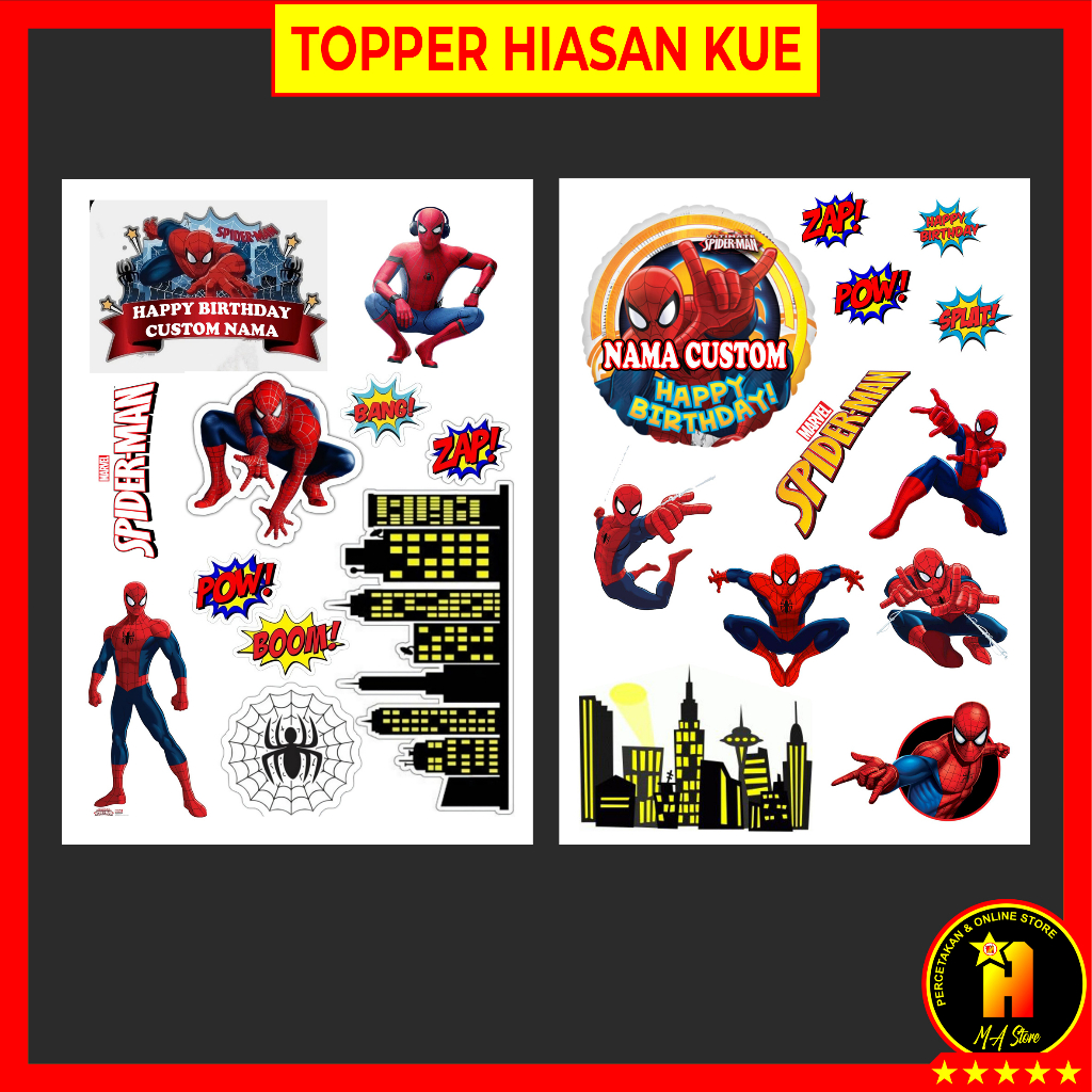 

Topper Karakter Spiderman Hiasan Kue Cake Ulang tahun Acara Pesta Bahan Kertas Foto Kualitas Glossy