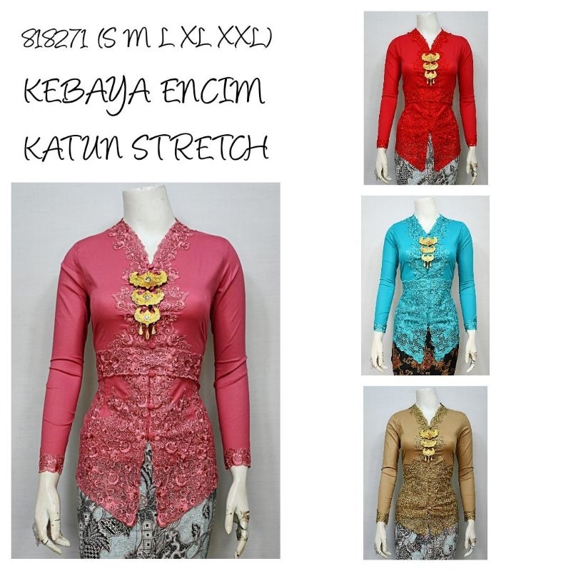 Indah KEBAYA ENCIM MODERN LENGAN PANJANG BORDIR SENADA KATUN STRETCH KEBAYA WISUDA KEBAYA KATUN KEBA