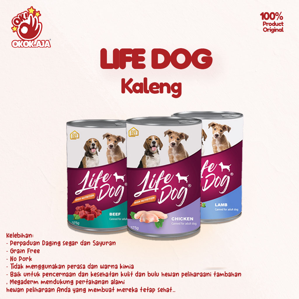 Makanan Anjing Kaleng Wet food LIFE DOG Can All Stage 375gr