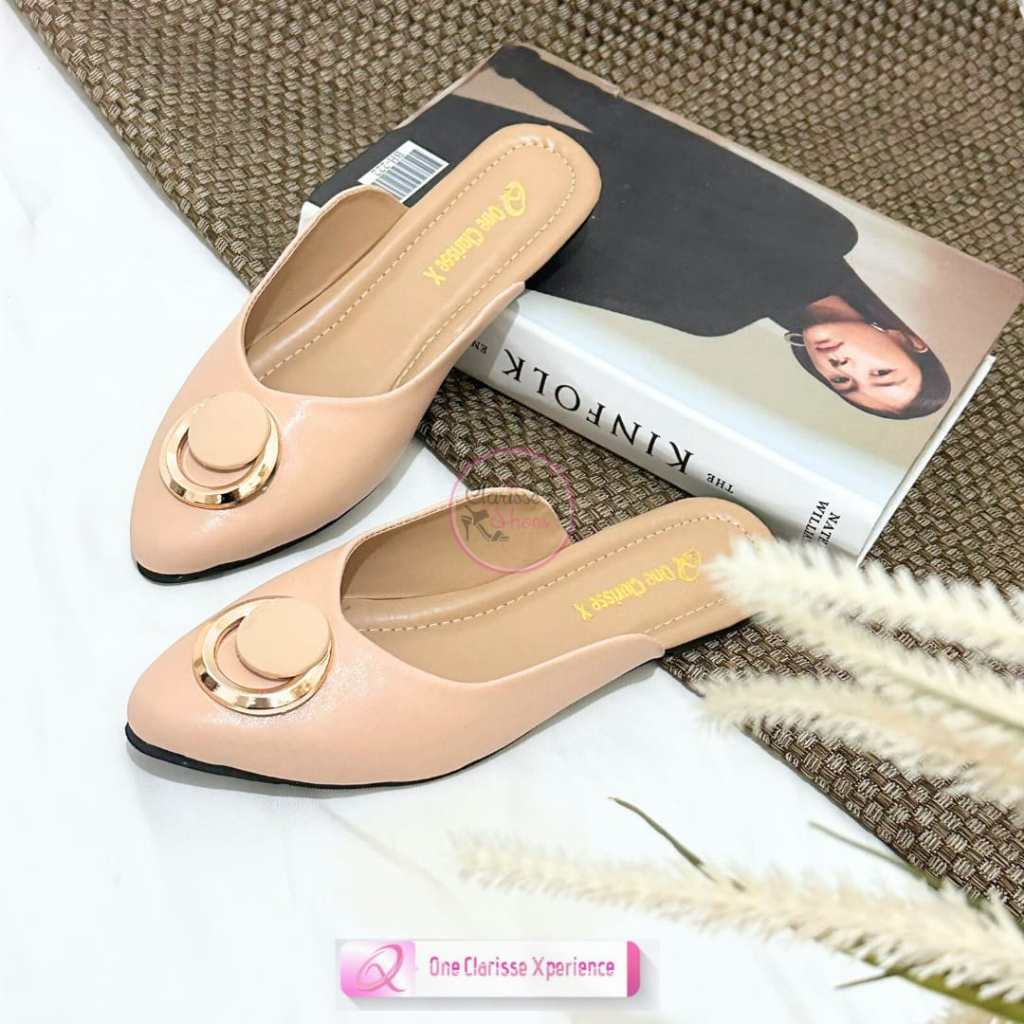 CLARISSE ZALINA Mules Wanita Slip on Sol karet