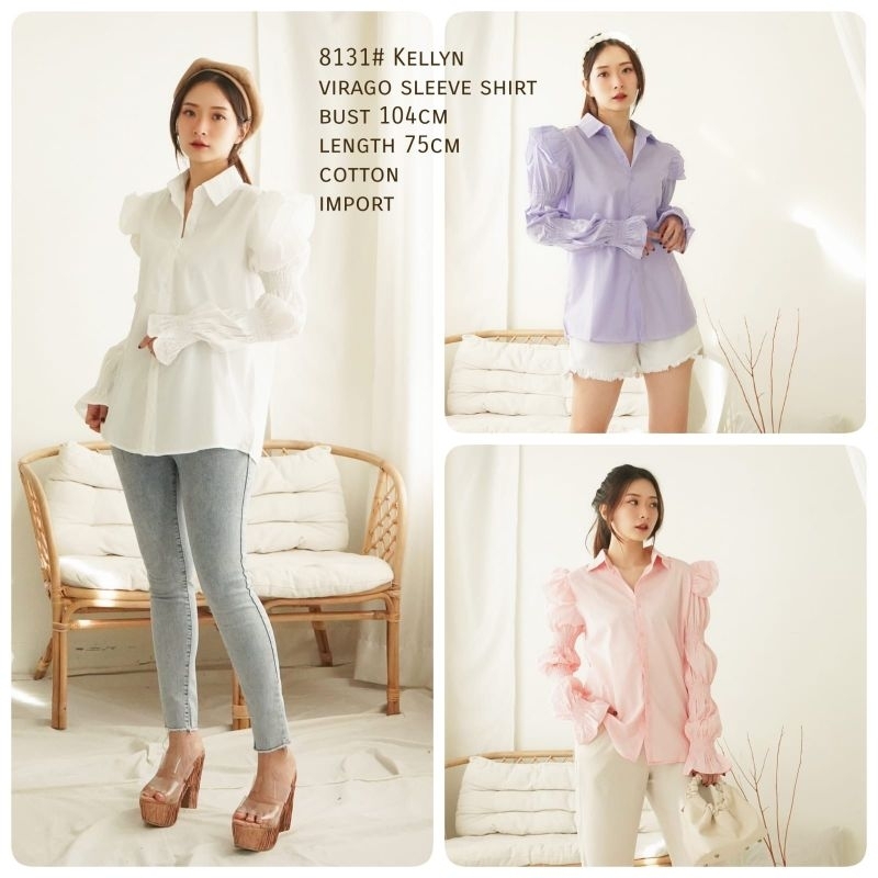 MDLV ~ 8131# Kellyn Virago Sleeve Shirt Blouse Premium