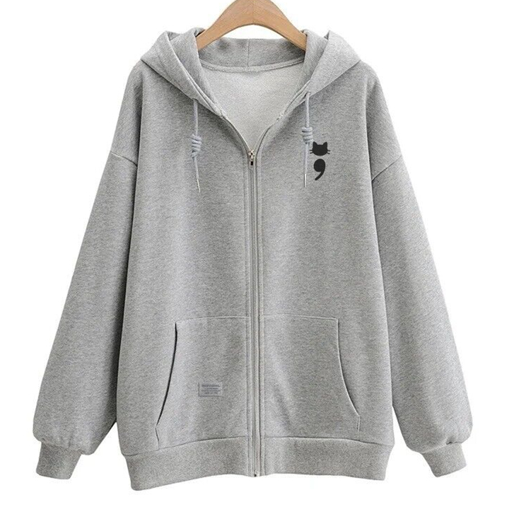 Parisdivarious Jaket Sweater Hoodie Jemper Comma Cat Bahan Fleece Size S - XXL (Pria &amp; Wanita)