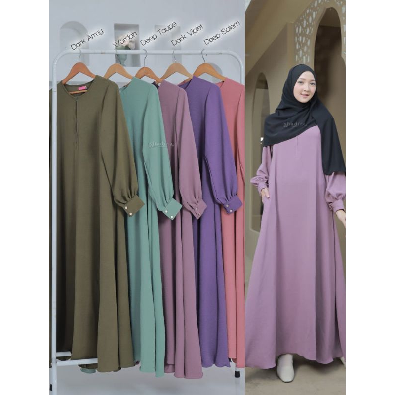 Abella Dress By Shadira, gamis syar'i, gamis Crinkle, gamis mayung, seragam gamis, gamis shadira