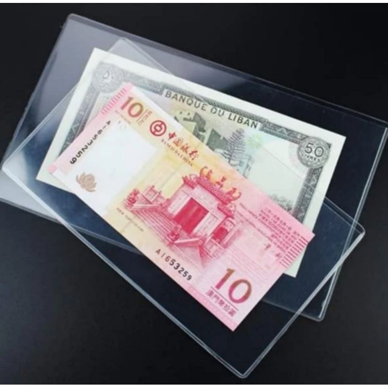 

Plastik mika pelindung uang kertas perangko 180 × 100 mm