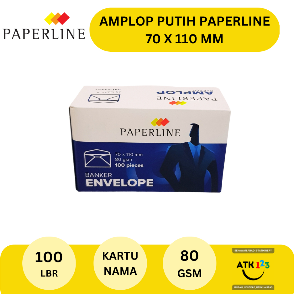 Amplop Paperline Amplop Putih No. Kartu Nama / Amplop Banker 70x110mm 80 gram Paperline Perekat / Amplop Uang / Amplop Surat