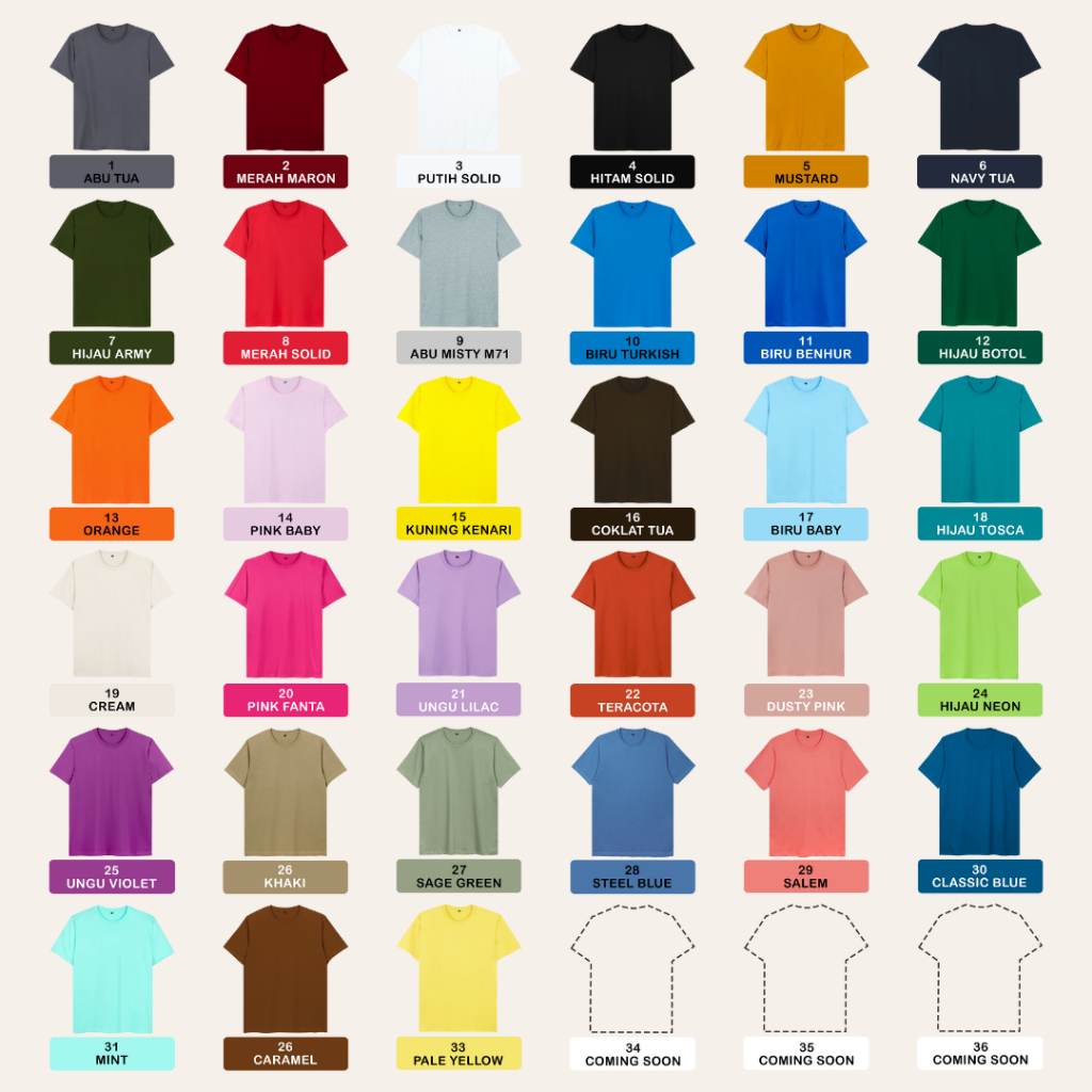 KAOS POLOS BIG SIZE UNISEX LENGAN PENDEK COTTON COMBED 30S UKURAN JUMBO BESAR 2XL 3XL 4XL 5XL