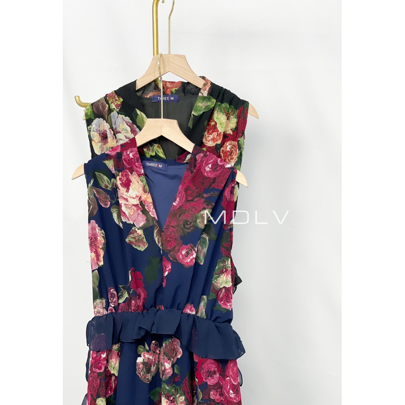 MDLV ~ 12511# Yelena Raffled Dress Flower Sifon Premium