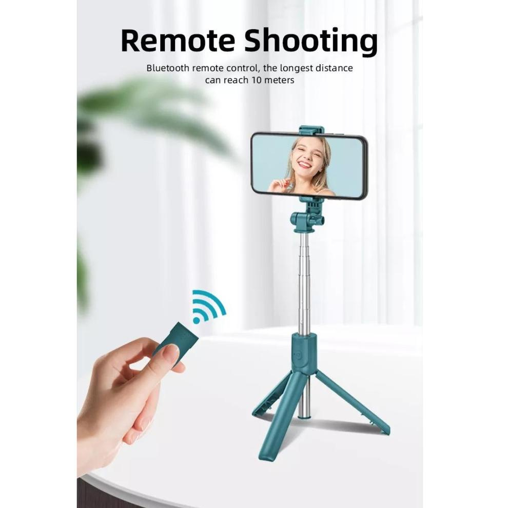 Tongsis Tripod Bluetooth R1 3in1 Monopod Tongkat Narsis Penyangga Kamera Smartphone + Remote Mini Selfie Stick Holder