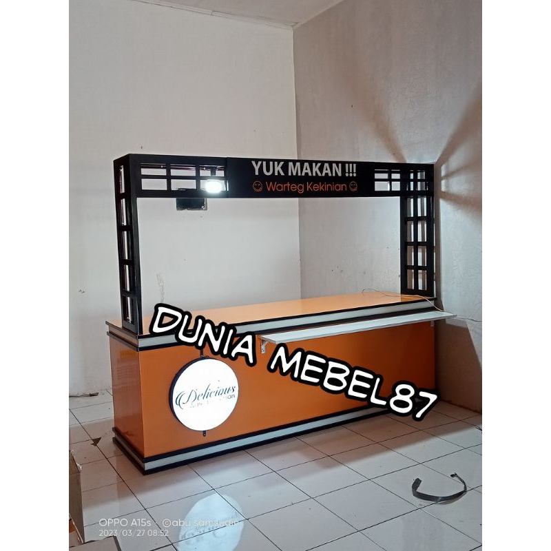 gerobak kayu jati Belanda murah gerobak kekinian modern booth minimalis modern