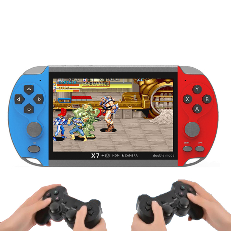 PSP X7 + 4.3 Inch Dual Player + Kamera Versi Arcade Konsol Game Gameboy Handheld Game Console Player   - X7 + -2 Pemain 10000 Games Gratis Untuk Menginstal Game Baru