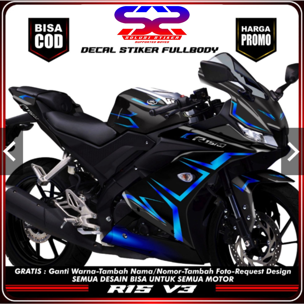 BISA COD Decal Stiker R15 V3 Full Body Stiker Decal R15 V3 Motif/Biru FullBody