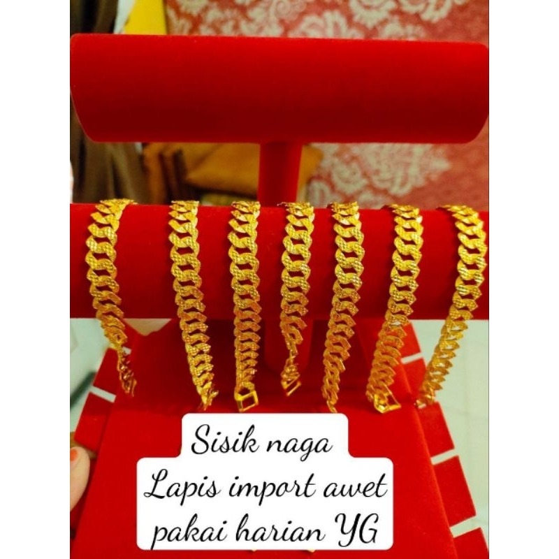 gelang sisik naga lapis emas import awet pakai harian warna kuning24k