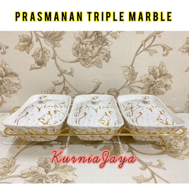 Prasmanan Wadah Saji Marble / Wadah Saji Triple