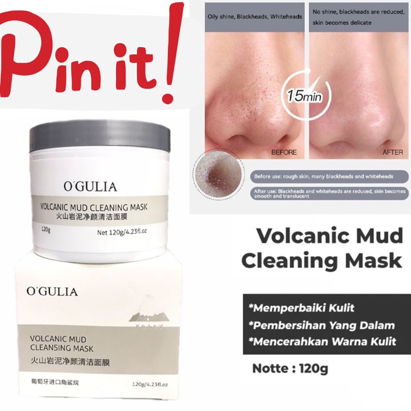 BEST SELLER OGUILA GRATIS ONGKIR O GULIA Volcanic Mud Facial Whitening Clay Mask Masker Vulkanik Pemutih Wajah dan Membersihkan Komedo