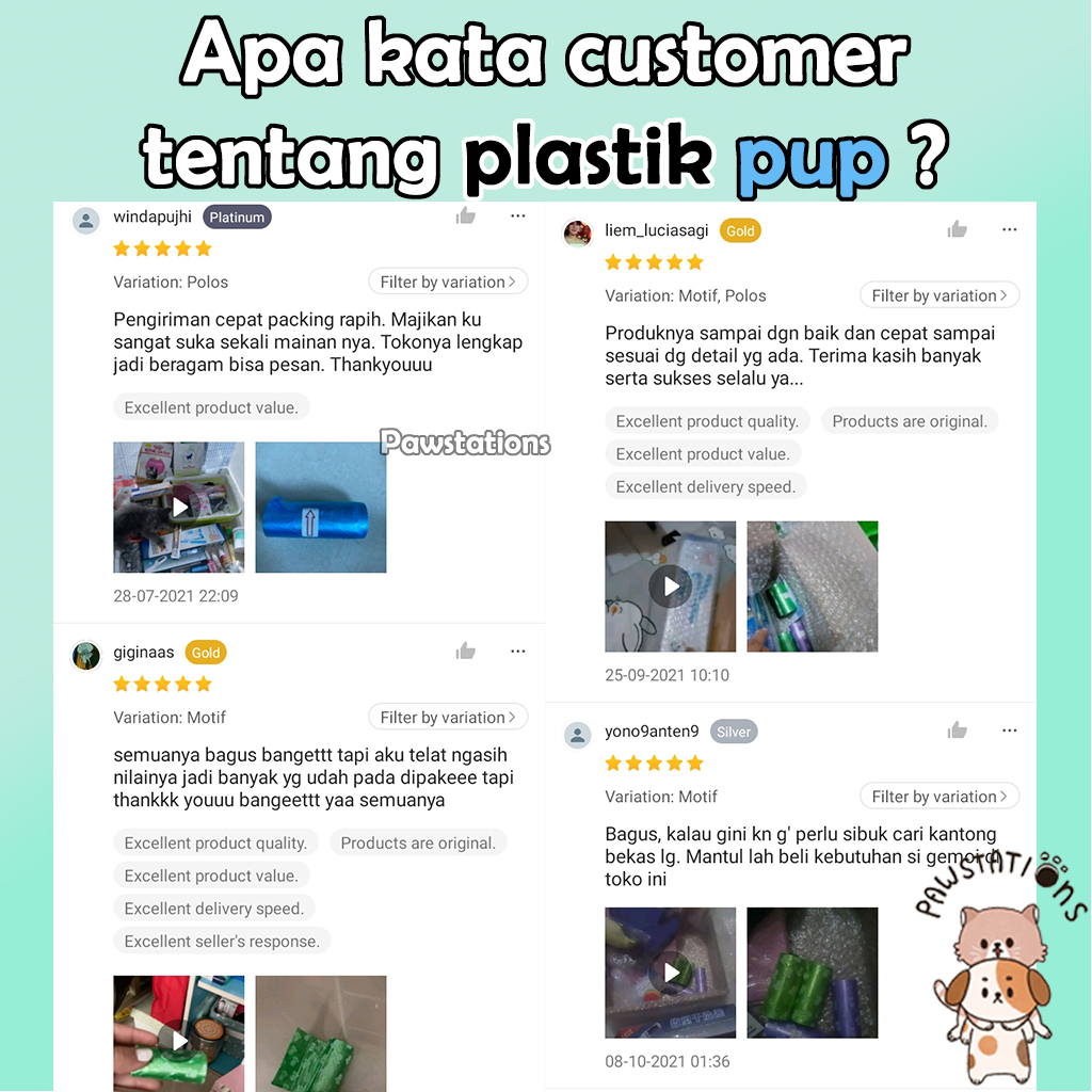 Beli 10 Gratis 1 Plastik Kotoran Kucing dan Anjing Plastik Kotoran Hewan Pet Poop Bag