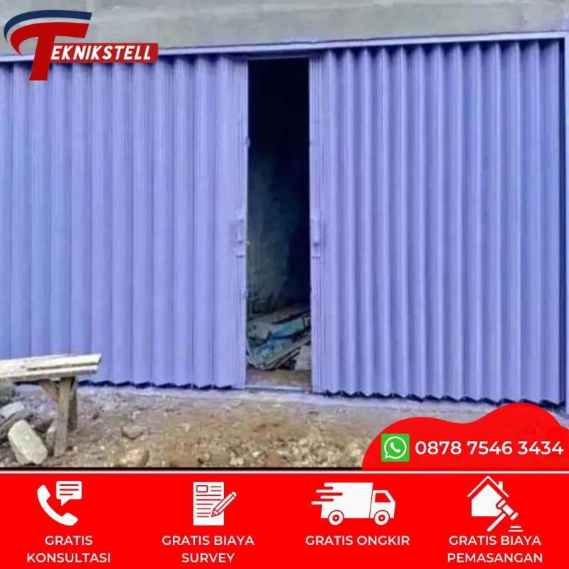 Folding Gate Besi Slat Daun 0.3mm / Pintu Warung / Pintu Ruko / Pintu Rolling Door / Pintu Dorong / Pintu Toko / Pintu Lipat / Pintu Garasi / Pintu Harmonika Murah