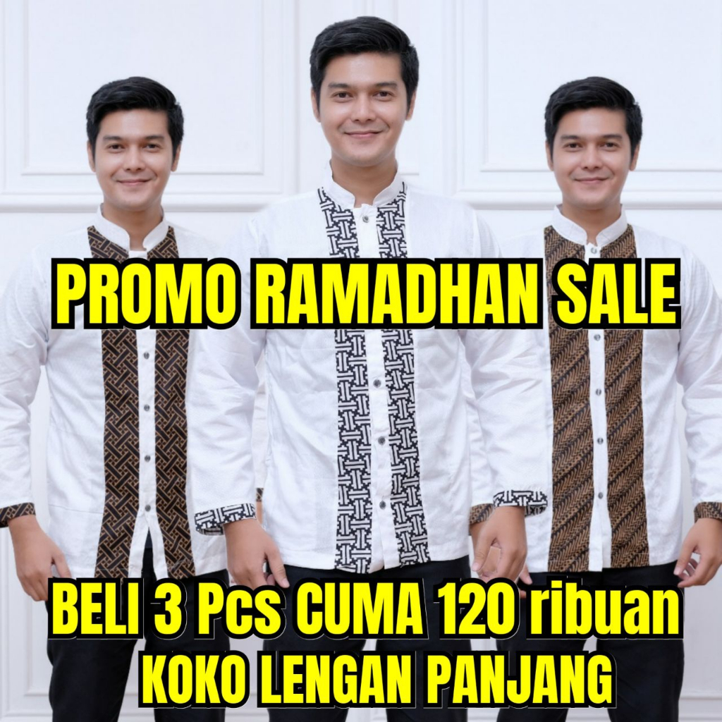 PROMO PAKET 100 RB DAPAT 3 PCS KOKO LENGAN PENDEK DAN PANJANG KOKO KOMBINASI BATIK KOKO HADROH MODERN KOKO MURAH