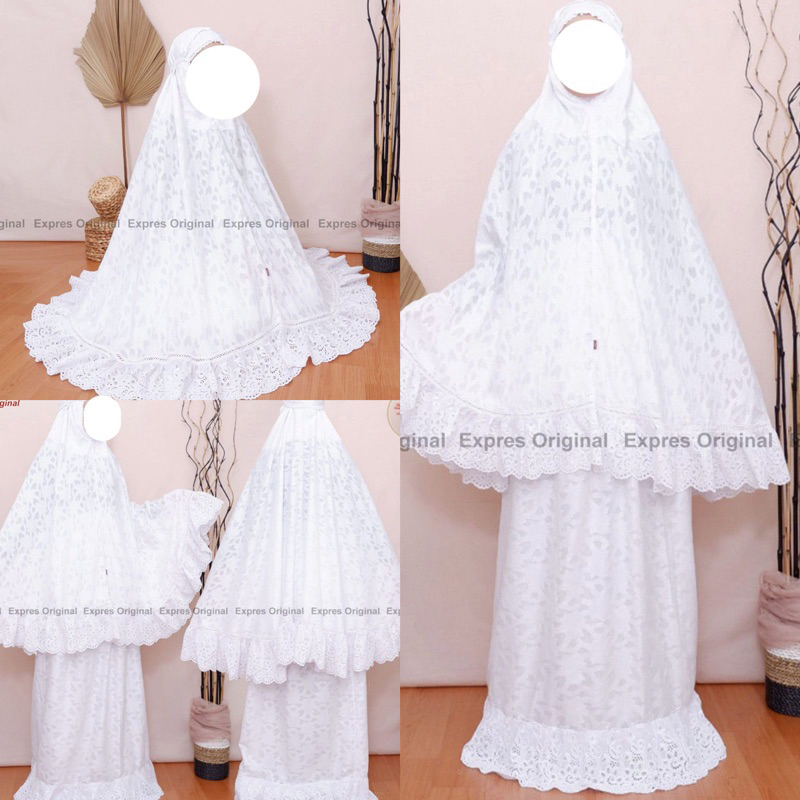 Mukena Rubia padang putih motif raya cantik bagus