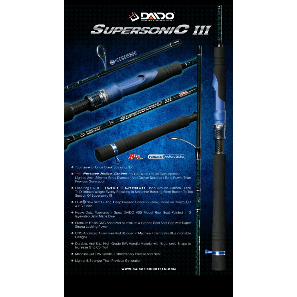Rod/Joran Pancing Daido Supersonic III Pro Series 165 8-17LB - Ring Fuji