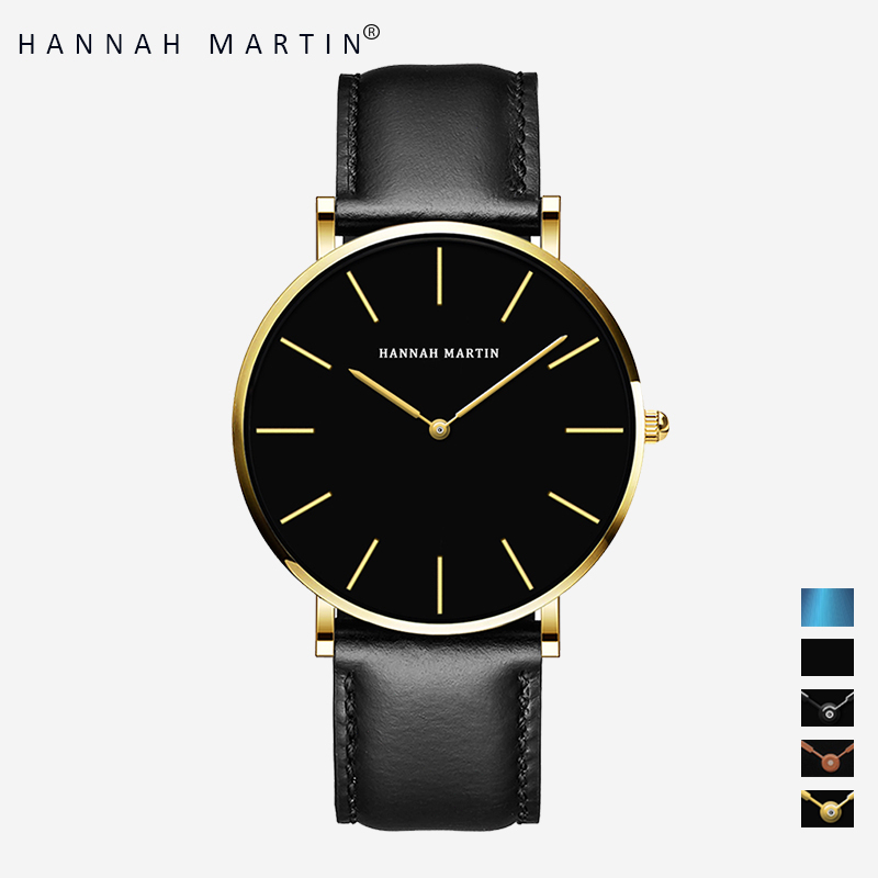 HANNAH MARTIN Jam Tangan Pria 100% Original Keren Sangat tipis Quartz COWOK Couple Kulit Anti Air Men Watch COD Laki Arloji Men Watch murah CH03+-CH03-HJJ