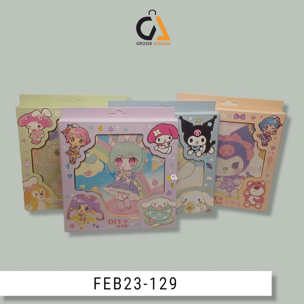 DIY STIKER SET DIAMOND PAINTING ANIME GIRL SERIES SANRIO + BINGKAI 17CMX17CM