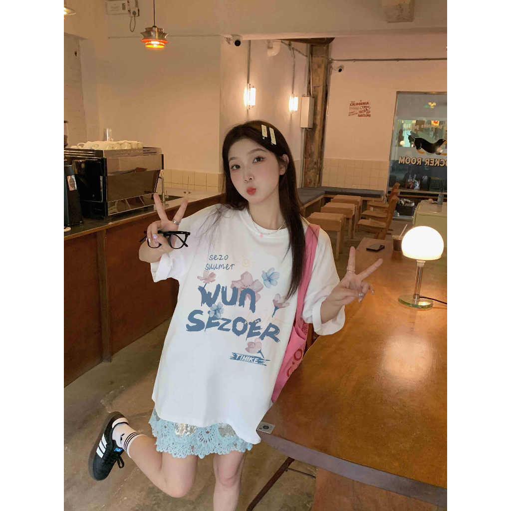 EUNII T-shirt Lengan Pendek Cartoon Sakura Korean Style/Kaos Atasan Wanita/Baju Kaus Oversize Wanita/Kaos Wanita