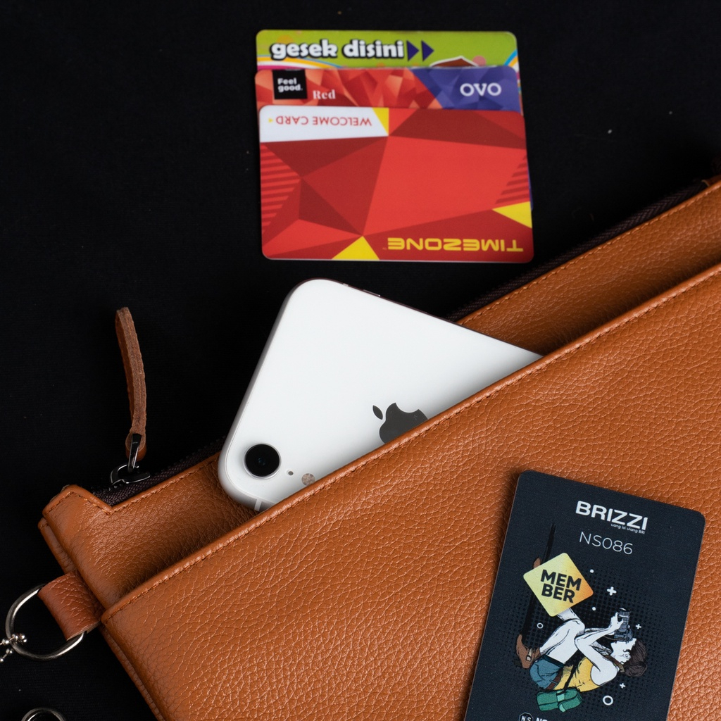 Handbag Pria Wanita Tas Tangan Cowok Cewek Kekinian 100% Original Kulit Sapi Asli Motif Jeruk - EROS POUCHBAG