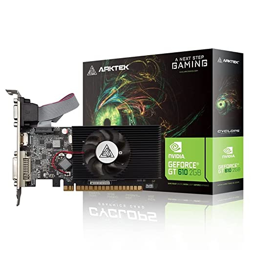 ARKTEK NVIDIA GT 610 2GB DDR3 64-Bit Profil Rendah PCI-E Kartu Video HDMI DVI VGA