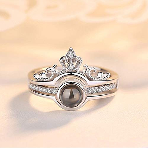 Topspot Diawetkan Mawar Hadiah Ulang Tahun Natal untuk Wanita Perempuan - 925 Sterling Silver I Love You Ring 100 Bahasa Proyeksi Cincin Perhiasan Cincin Hadiah Perhiasan untuk Istri Pacar Tunangan Hadiah Hari Kasih Sayang Romantis untuk Emasnya