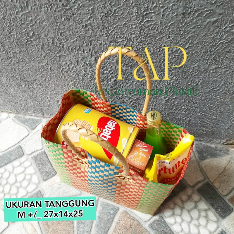 READY STOK Tas Anyaman Souvenir Belanja Custom Anyam Plastik Tas Hajatan Parcel Lebaran Tanpa Tutup dan Kancing Random