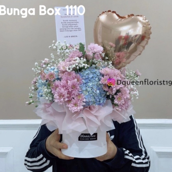 Bunga Box fariasi balon dan bunga hidup murah keren