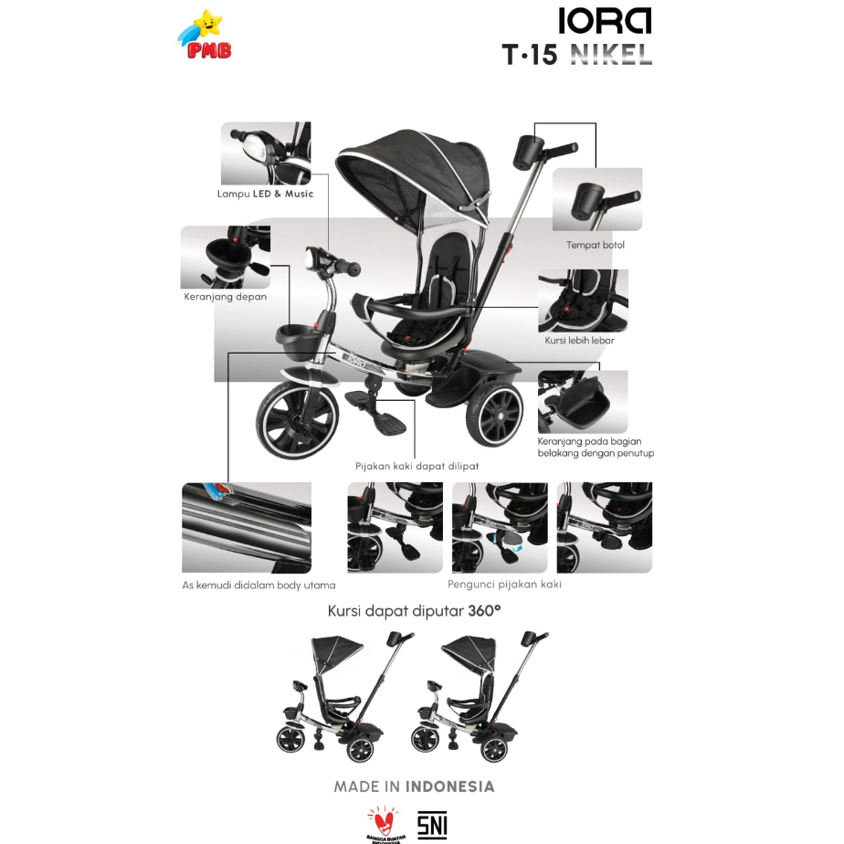 IORA TRICYCLE T15 &amp; T15S NIKEL SERIES terbaru dan termurah , sepeda roda tiga murah terlaris