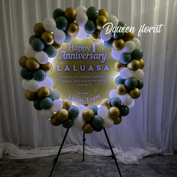 Dqueen Florist Papan Balon Unik Indoor Bundar Ucapan Selamat Anniversary Happy Birthday Selamat Ulang Tahun Weddding Nikahan Diameter 100 cm