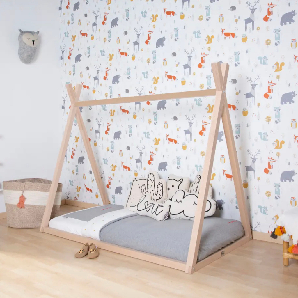 Childhome Tipi Bed Natural 70 x 140cm - Baby Gym Mat Playgym Kayu Playmat Teepee Scandi Teepe Tepee Tenda Kids Decor