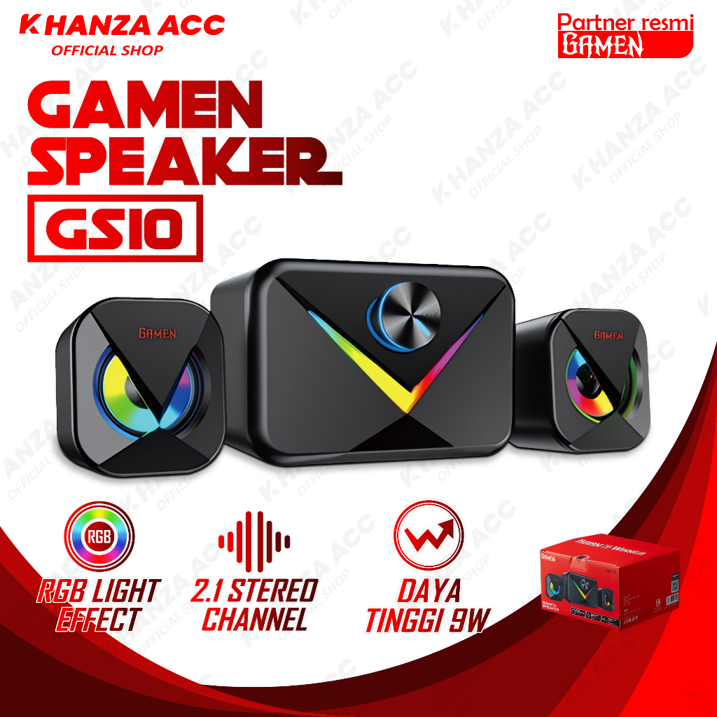 KHANZAACC GAMEN GS10 Multimedia Speaker Gaming 2.1CH Subwoofer with RGB Lights