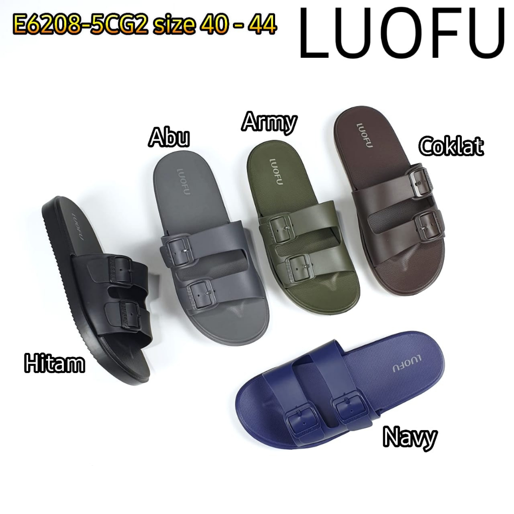 LUOFU ORIGINAL jelly sandal karet empuk murah pria selop sandal cowok import ban 2 sendal E6208-5CG2