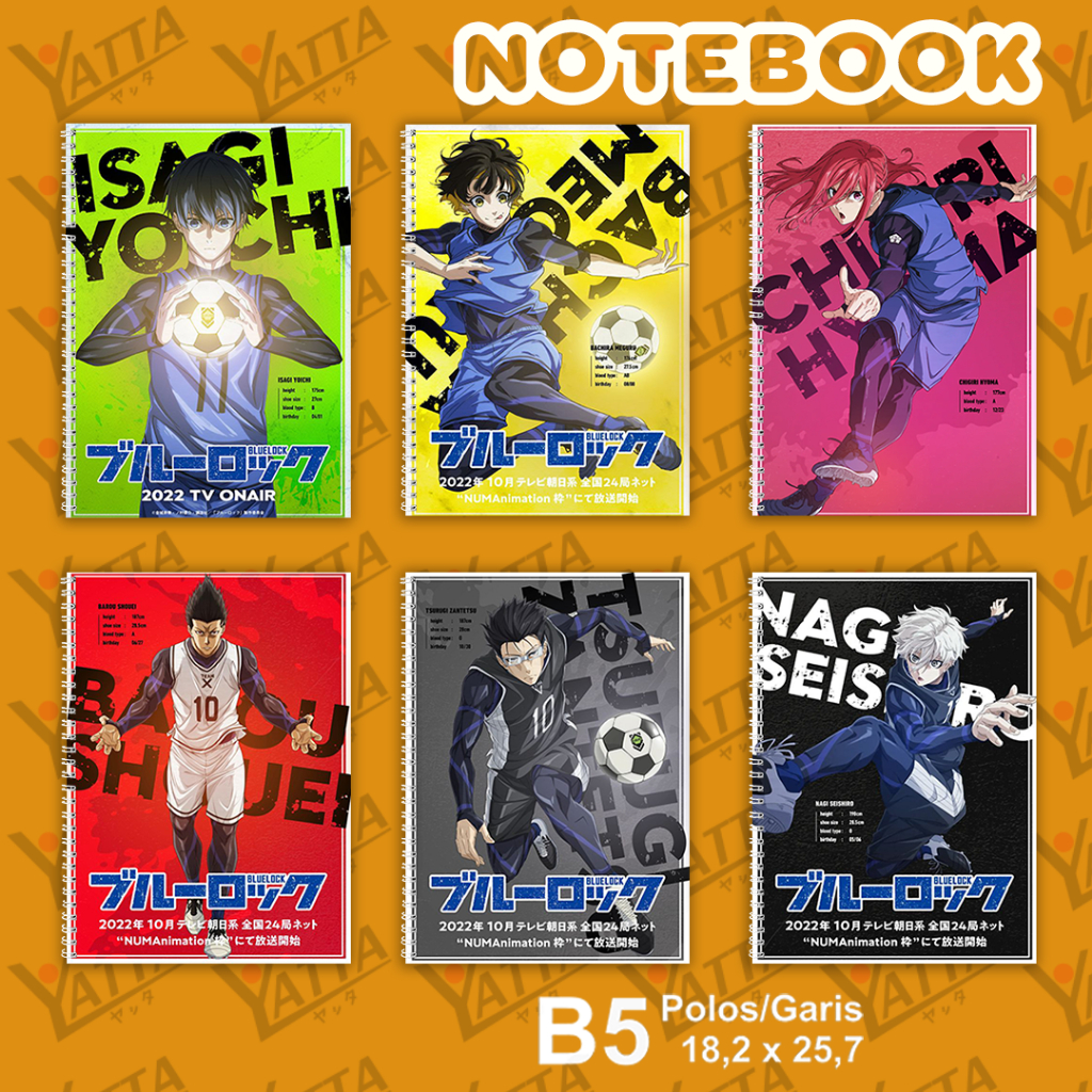 

Notebook Anime ukuran B5 18,2 x 25,7 cm Blue Lock YOTAKUSHOP