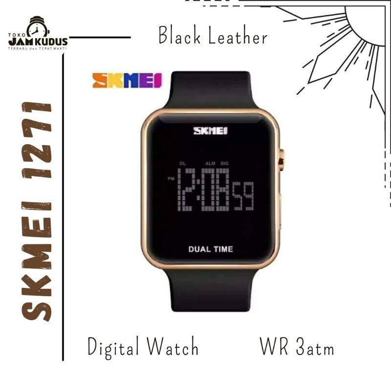 Jam tangan digital LED SKMEI 1271 ORIGINAL murah hitam gold