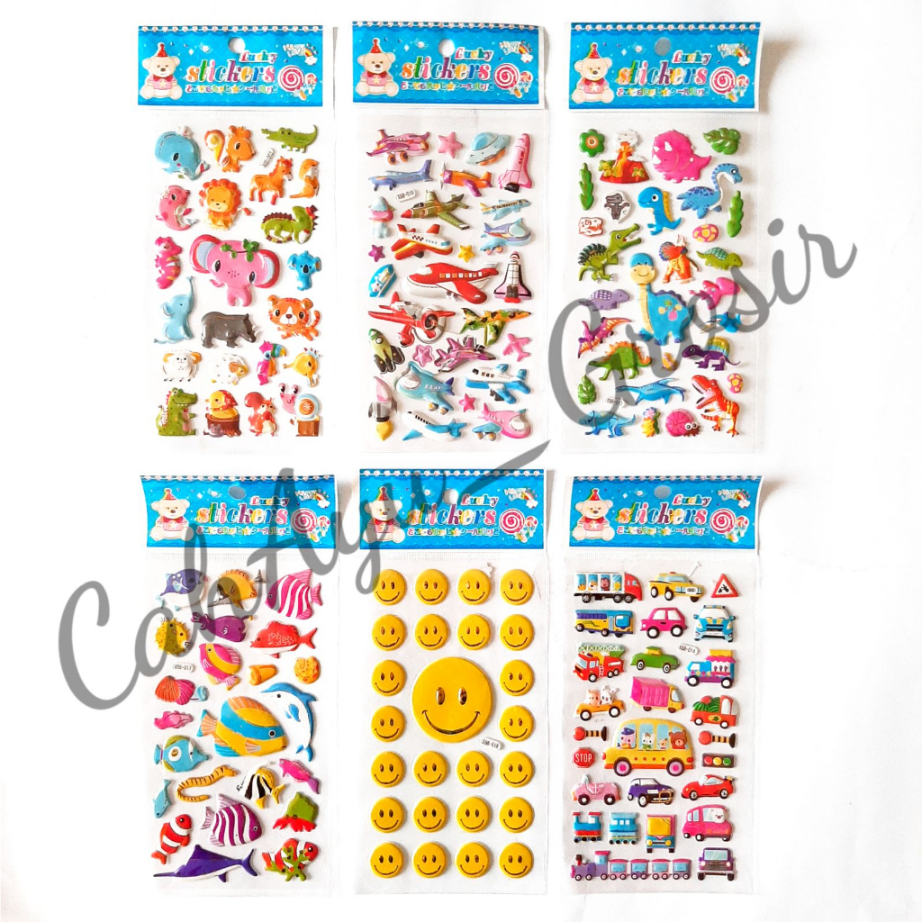 

Stiker Sticker Timbul Anak Lucu - Hewan Mobil Smile Ikan Pesawat Dino