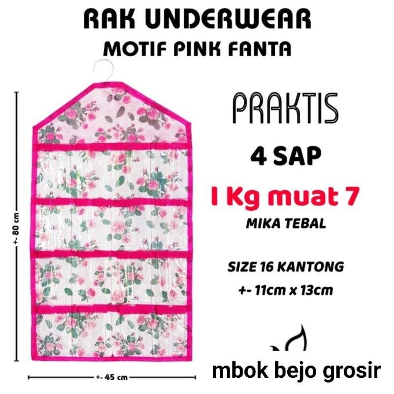 TEMPAT WADAH RAK GANTUNG CD UNDERWEAR MOTIF KUAT SUDAH TERMASUK HANGER UK 80*45cm MIKA TEBAL