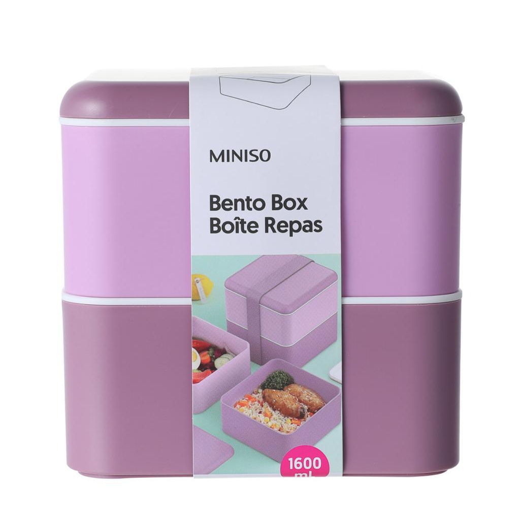 Miniso Square double layer bento box 1600ML kotak makan double layer bento box