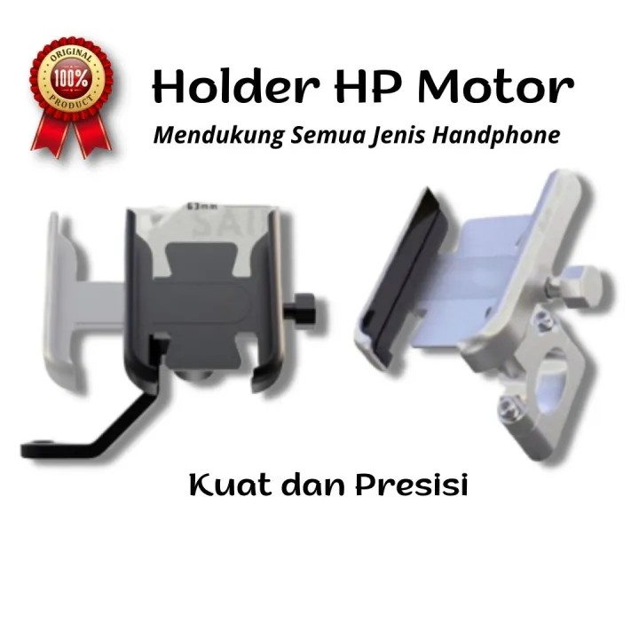 PHONE HOLDER DUDUKAN HP SEPEDA MOTOR HOLDER HANDPHONE STANG SEPEDA MOTOR HM 12 HITAM